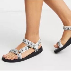 Teva Women Original Universal Sandals Single Strap Boomerang White Gray Size 7